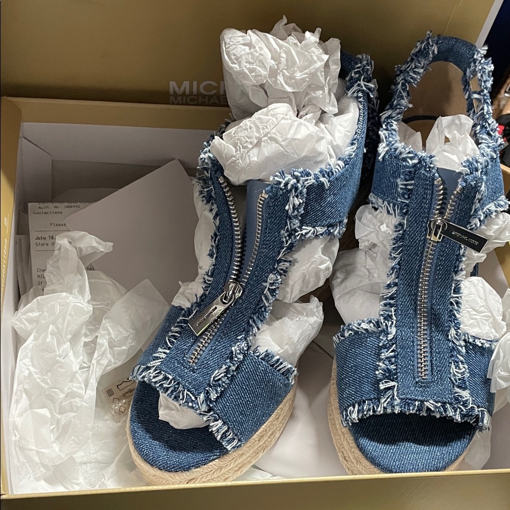 Michael Kors Denim Blue Espadrille Wedges - Picture 2 of 9